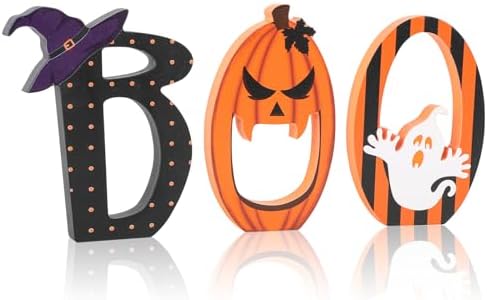 COCHIE BOO Halloween Signs Table Decor Set of 3