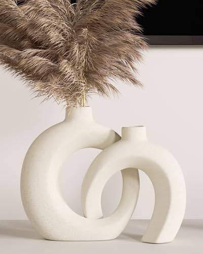 Boho Beige Donut Vase Set for Home Decor