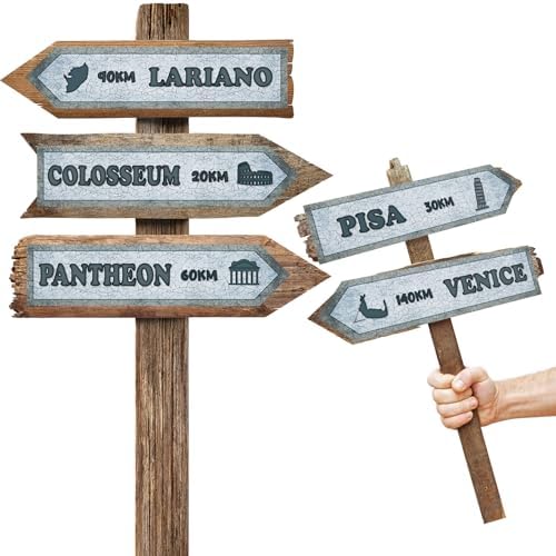8 Pcs Italian Street Sign Paper Cutouts for Decor