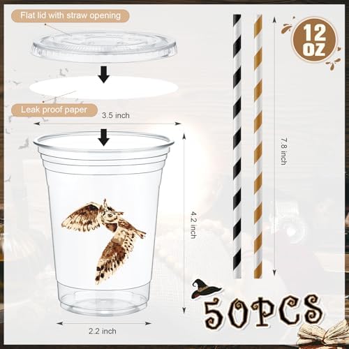 Magical Wizard Party Cups 50 Pcs Gold Black Set