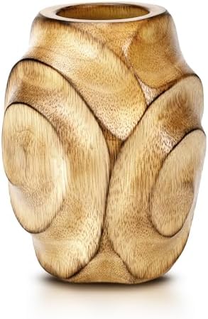 AeraVida Hand Carved Spiral Mango Wood Dry Vase