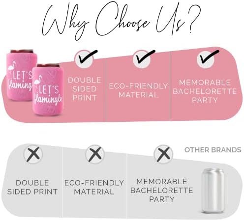 Lets Flamingle Can Coolers Set of 12 Pink White
