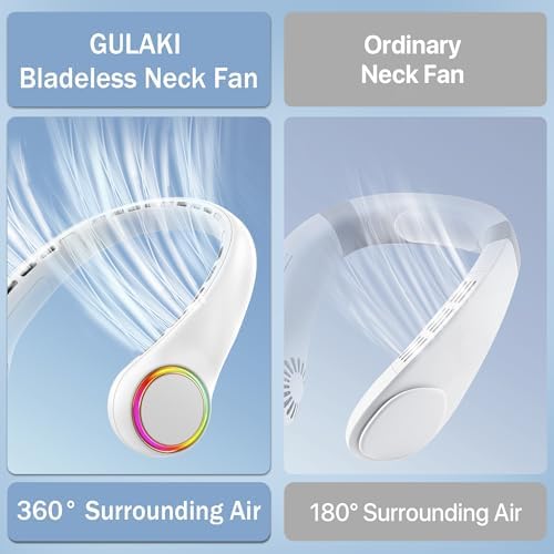 GULAKI Portable Neck Fan with 64 Cool Lights and 3 Speeds