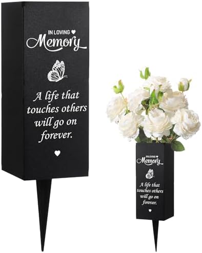 Geosar Metal Flower Vase for Cemetery Memorial Decor