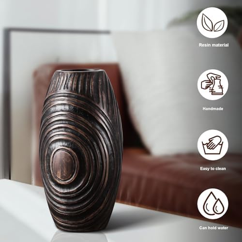 Modern Brown Resin Vase - Elegant Home Decor