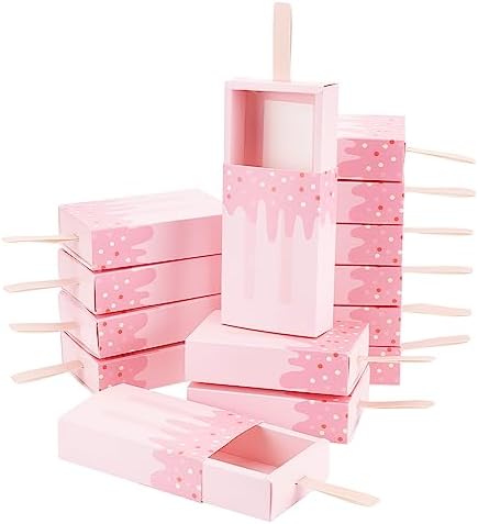 PH PandaHall Mini Ice Cream Shape Candy Gift Boxes 20 Pcs Pink