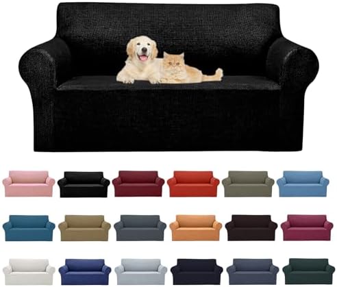 Cupuamon Stretch Loveseat Sofa Slipcovers - Black