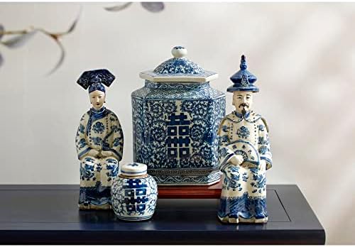 ChinaFurnitureOnline Blue and White Porcelain Tea Jar with Double Happiness Motif