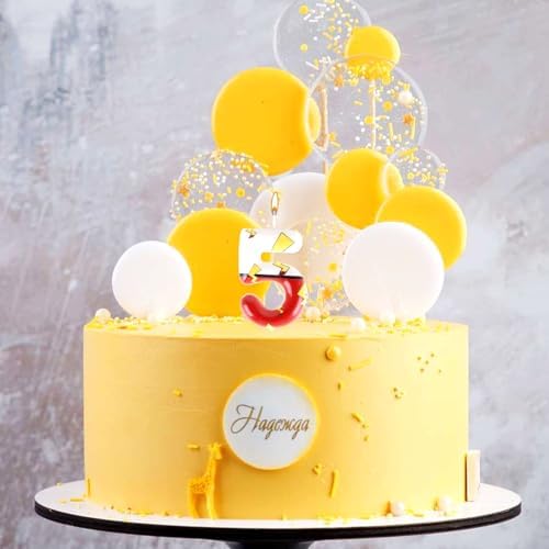 Cartoon Red White Number 5 Birthday Candle