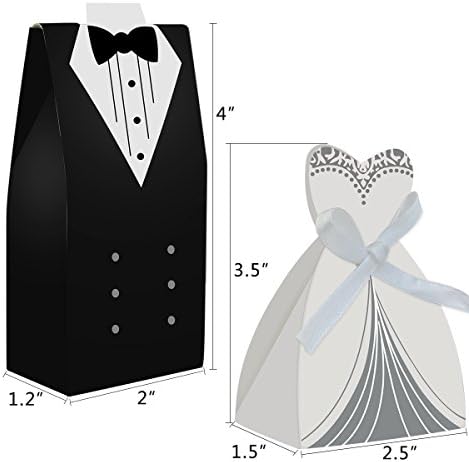 100pcs Wedding Favor Box Set Dress Tuxedo