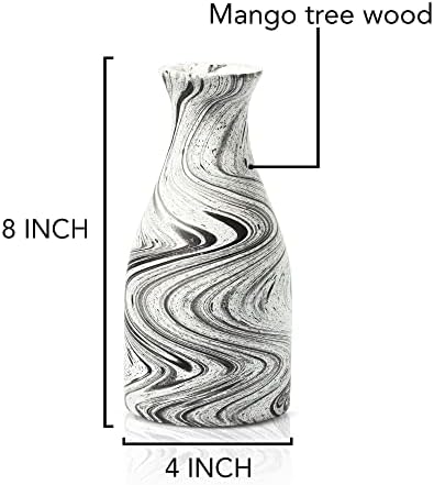 AeraVida White and Black Stain Mango Tree Wood Vase Set