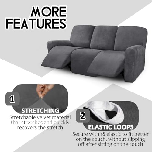 ULTICOR Velvet 3 Seater Recliner Sofa Cover 1