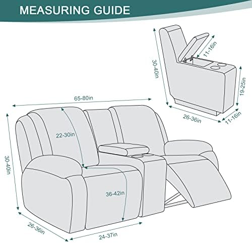 Ruaozz Stretch Loveseat Recliner Covers with Console 4-Piece Set