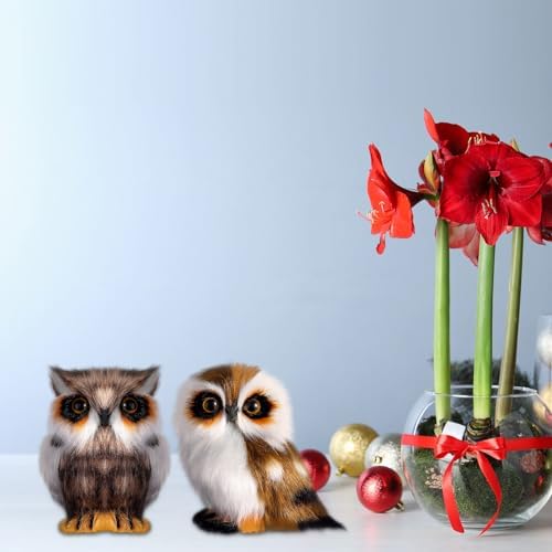 Sratte 24 Pcs Furry Christmas Owl Ornament Set