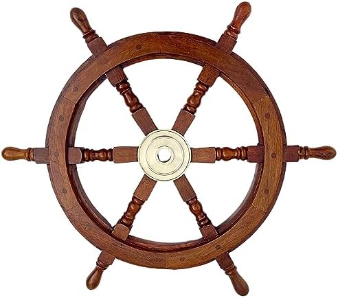 Medieval Replicas Ship Wheel 24 Inch Brown Wooden Decor