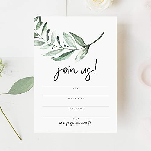 Bliss Collections 25 Greenery Invitations With Envelopes For All Occasions
