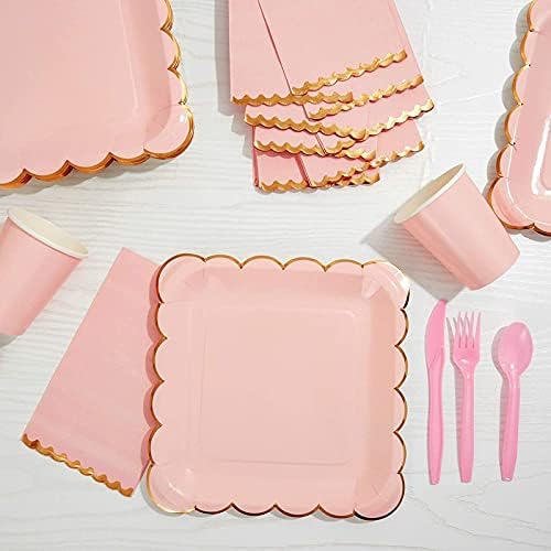 Sparkle and Bash 50 Pack Pink Dinner Napkins with Gold Foil Edges