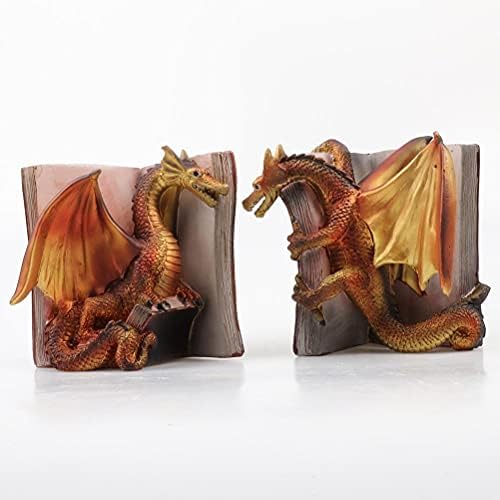 Hztyyier Dragon Bookend Set for Home Office Bookshelf Decoration