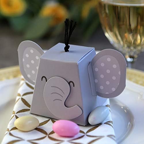 Kate Aspen Adorable Elephant Favor Box Set of 12 Grey Black