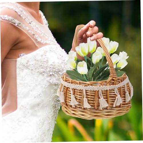 Ciieeo Portable Woven Flower Girl Basket for Weddings