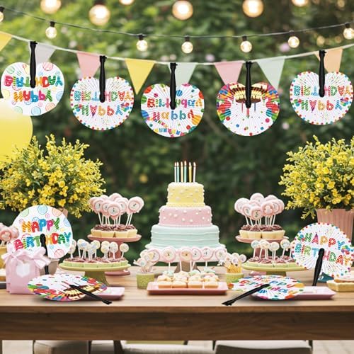 Taiyin 48 Pack Birthday Paper Fans for Summer Parties