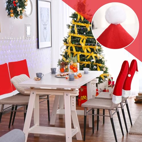 Christmas Chair Covers Set 4PCS Red Brushed Fabric