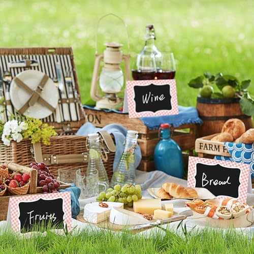 TaoBary 24 Pcs Pink Gingham Chalkboard Party Decorations