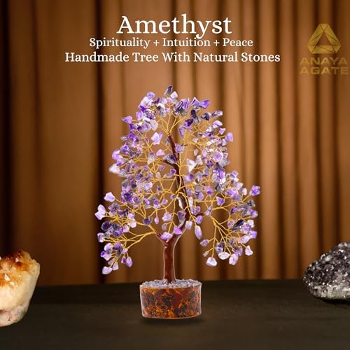 ANAYA AGATE Amethyst Crystal Tree of Life Bonsai