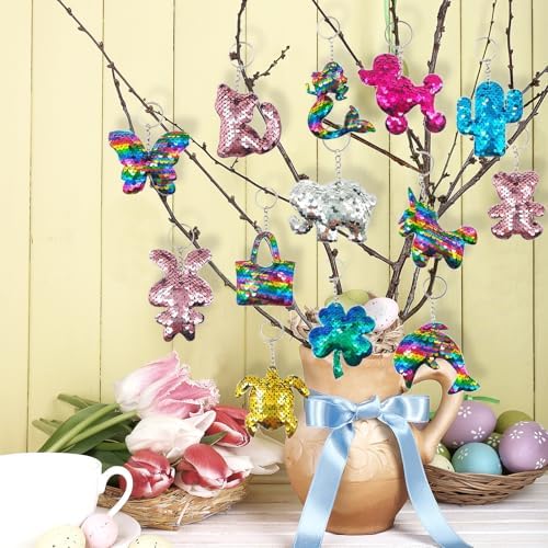 GuassLee Flip Sequin Keychain Set for Kids Party Favors