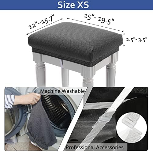 BUYUE Luxury Vanity Bench Stool Cover XS Grey