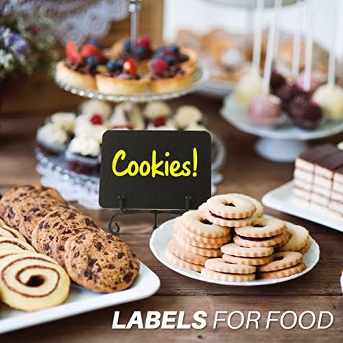 Mini Chalkboard Signs 18 Pack Black with Iron Stand
