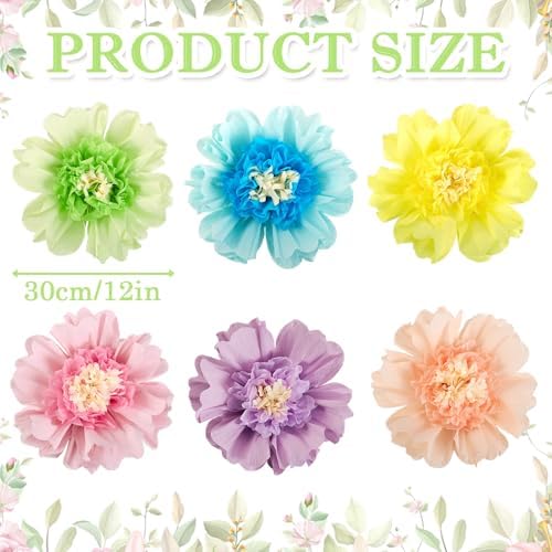 SUNBEAUTY 6PCS Large Pastel Tissue Paper Flowers Decor Set