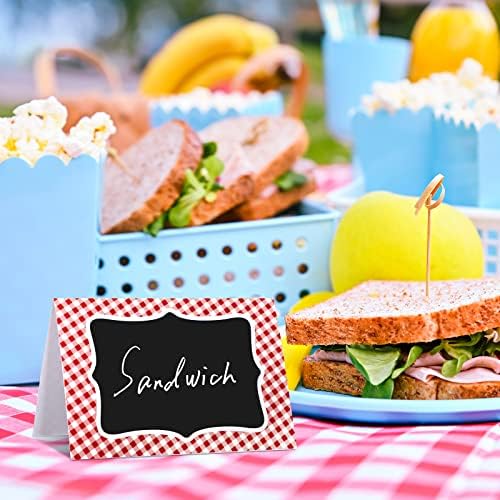 TaoBary 24 Pcs Red Gingham Picnic Decoration Signs