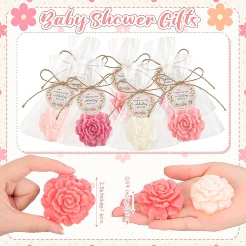 Demissle 20 Pack Flower Mini Soap Favors Dark Pink