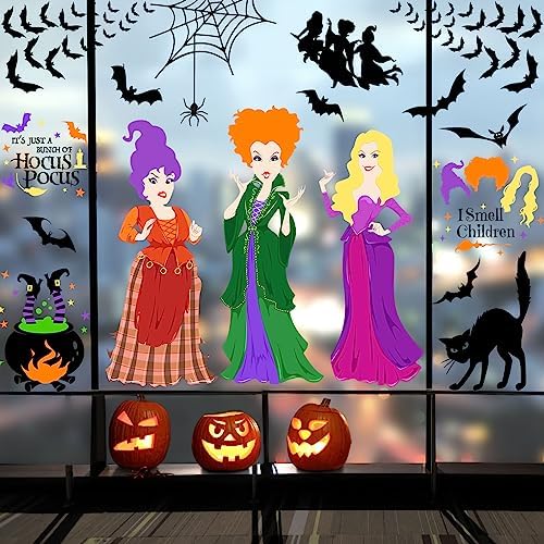 Halloween Hocus Pocus Window Clings 8 Sheets Double-Sided Decor