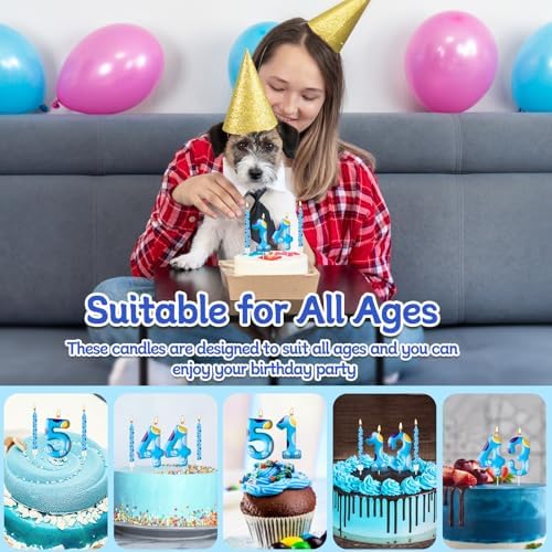 13PCS Blue Dog Paw Birthday Candles Set for Boy Girl Parties