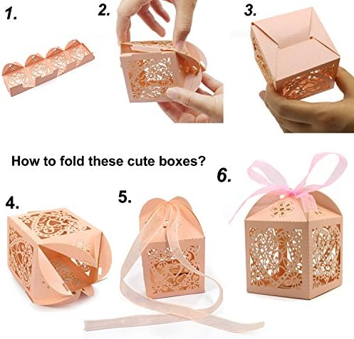 100 Pack Pink Wedding Favor Boxes with Ribbons