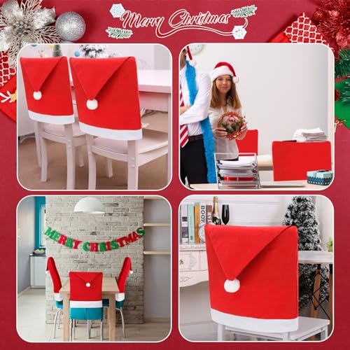 Christmas Chair Covers Set 4PCS Red Brushed Fabric