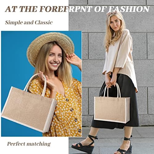 Boao 10 Pcs Burlap Tote Bags with Handles for Bridesmaids and Weddings