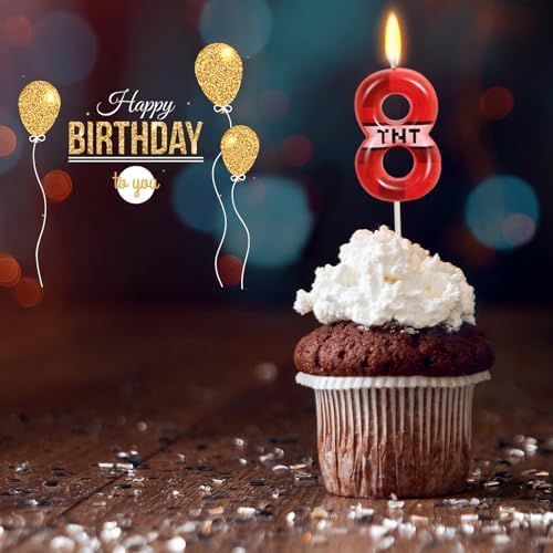 Pixel Themed Number 8 Birthday Candle for Boys Girls 1