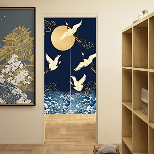 LIGICKY Noren Door Curtain Gold Full Moon Print