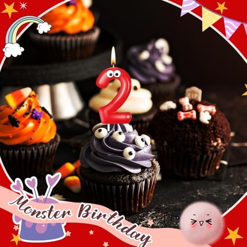 MTLEE Monster Number 2 Birthday Candle Red