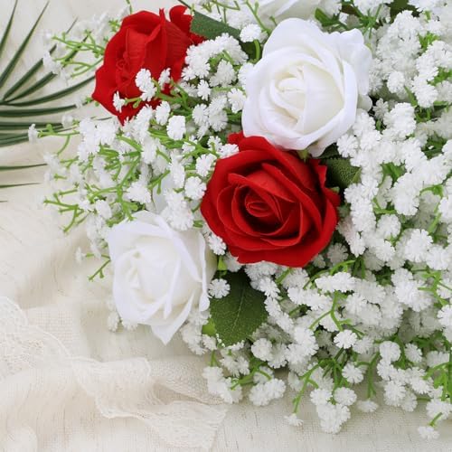 MERIXMAS Babys Breath Artificial Flowers White 6 Stem