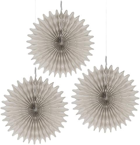 Set of 3 16 Inch Gray Paper Tissue Rosettes Fans