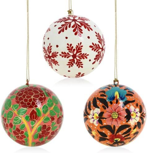 Set of 18 Paper Mache Decor Balls - Handmade Party Ornaments