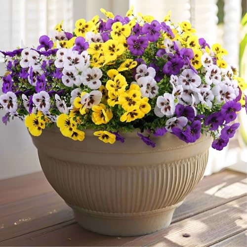 18 Bundle Fake Pansy Flowers for Outdoor Decor