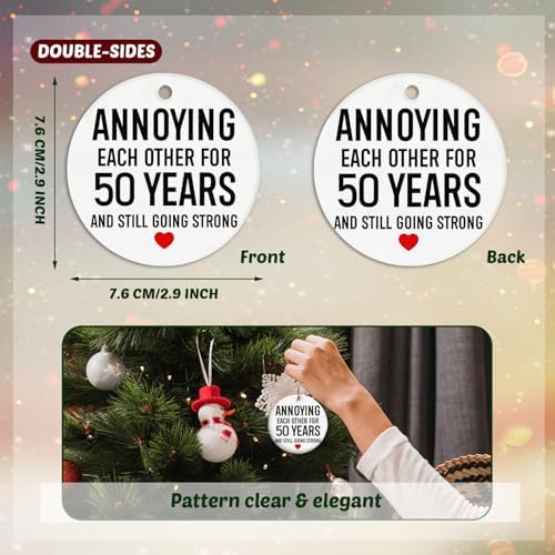 50th Anniversary Heart Shaped Ceramic Ornament