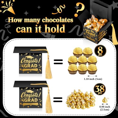 100 Pcs Graduation Candy Boxes with Tassels