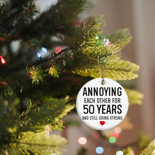 50th Anniversary Heart Shaped Ceramic Ornament