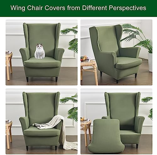 CRFATOP 2-Piece Stretch Wingback Chair Slipcover